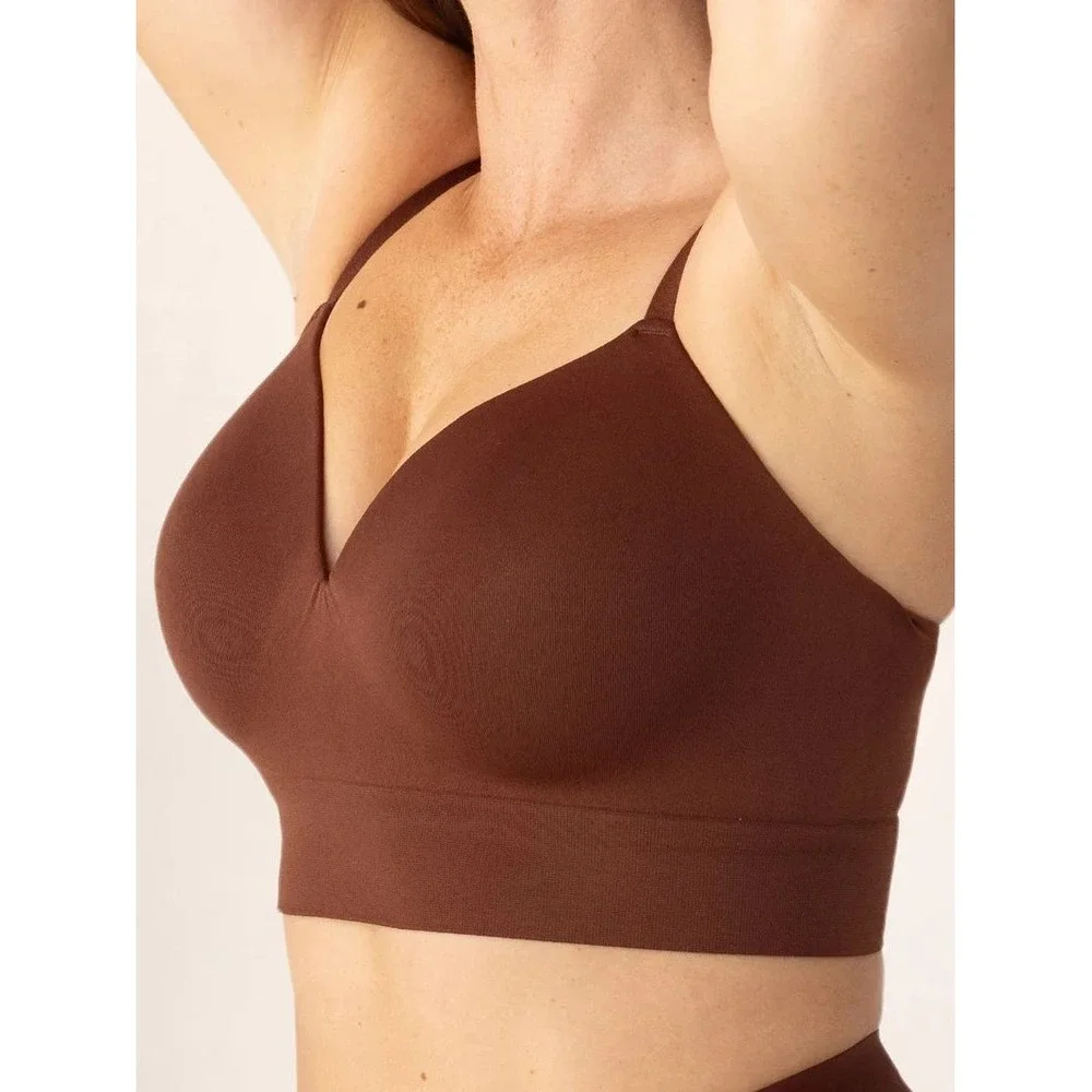 TrueKind Comfort Full Coverage Seamless Bra Brown 3XL Adjustable Straps